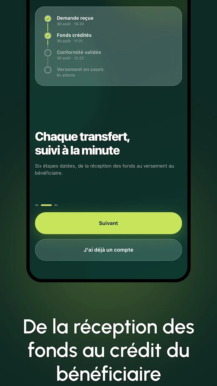 Chaque transfert suivi en temps réel